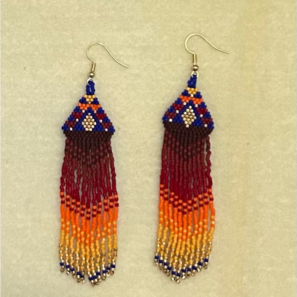 Handcrafted beaded earrings with fringe